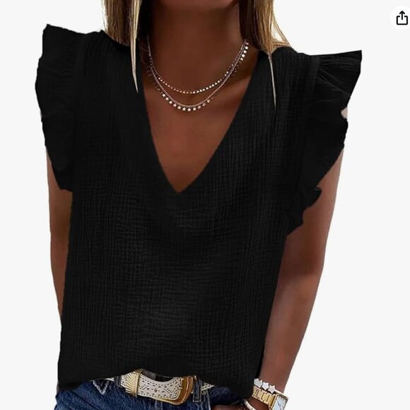 Dokotoo Amazon Neck Ruffle Sleeveless Shirts 2XL - Picture 1 of 4